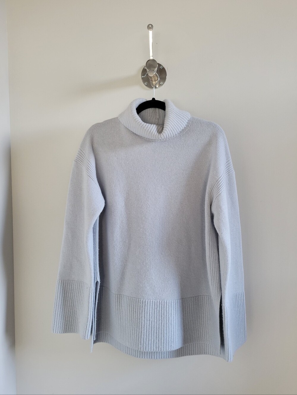 Nordstrom Wool Cashmere Turtleneck Sweater Light Blue Medium
